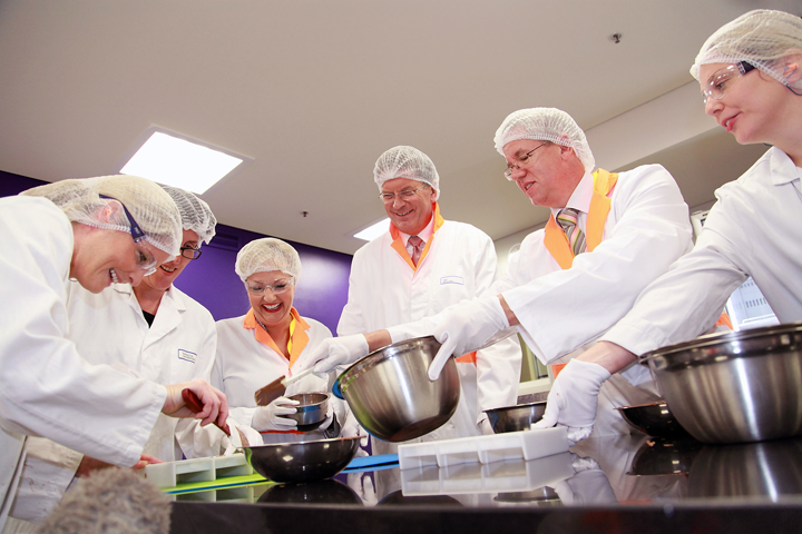 Premier Ted Baillieu, Minister for Manufacturing Richard Dalla-Riva and local MP Heidi Victoria at the official opening of stage one of Kraft Foods Asia Pacific Confectionery Centre of Excellence at Kraft’s manufacturing site in Ringwood.