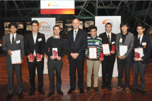 L to R: Aman Bhatti, Daniel DeBono, Anthony Farnell, Minister Hodgett, Hamzah Brown, Todd Linnette. Kouhei Kawakami, Eddie Gaudernack