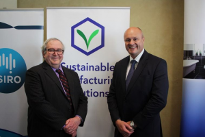Prof. Milton Hearn and Manufacturing Minister David Hodgett