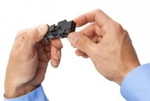 A black 3D printed two part auto clip created in Stratasys FDM Nylon 12 material  Image credit: PR Newswire