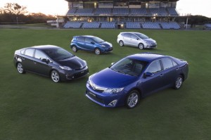 Image: Toyota’s hybrid family – Camry, Prius, Prius c and Prius v