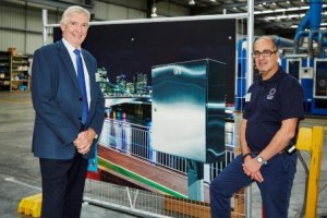Ken Bridges, Managing Director of B&R Enclosures with Peter George at Outokumpu Open Day