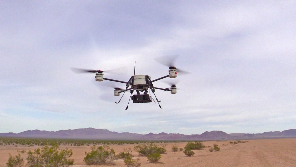 An AirRobot unmanned aerial system flies at Fort Benning, Georgia.  Image credit: www.globenewswire.com