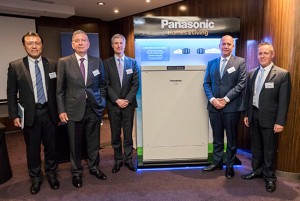 . Left to right: Mr Miyamoto, Panasonic Corporation; Michael Costello, ActewAGL; Ivor Frischknecht, ARENA; Ramy Soussou, Red Energy; Paul Reid, Panasonic Australia Image credit: http://au.panasonic.com.au/
