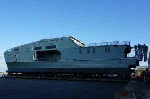 Rollout of 72m High Speed Support Vessel Image credit: Austal