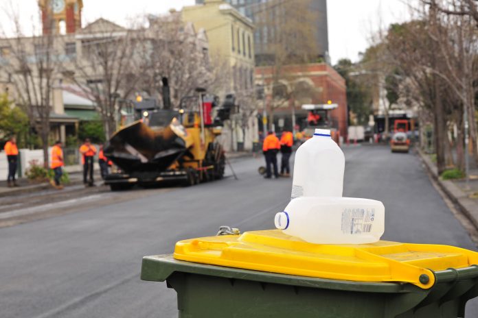 Alex Fraser asphalt product uses 1500 wheelie bins worth of recycled plastic and glass 2