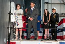 Future USS Mobile christened at Austal USA