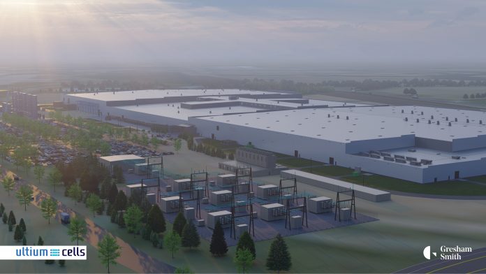 Early conceptual rendering of Ultium Cells LLC battery cell manu