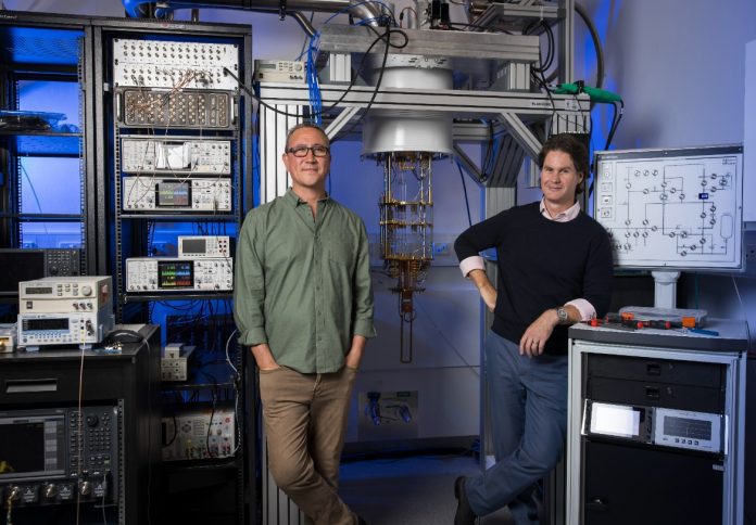 Emergence Quantum founders Thomas Ohki (left) and David Reilly in the University of Sydney quantum labs. photocredit Anna Kucera (1)