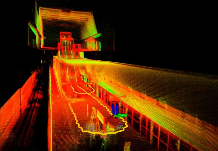 LiDAR-generated 3D map of Castle Hill Station used to validate the accuracy of the Indoor Positioning Technology.